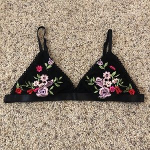 Embroidered black bralette